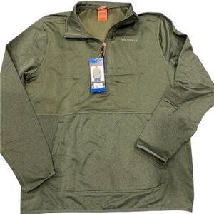 Merrell Mens Green Quarter Zip Grid Fleece Pullover Jacket 1926590 Small